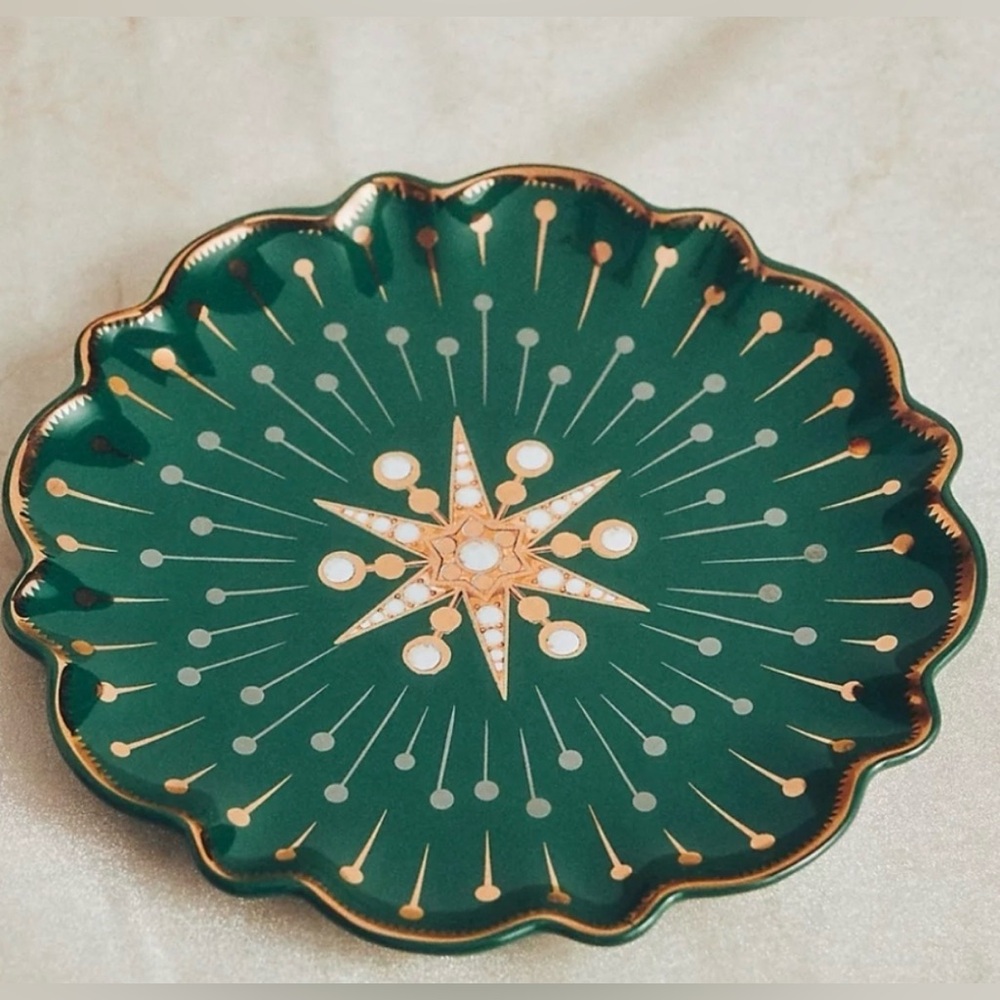 Anthropologie Catherine Martin Starry Night Dessert Plate - green